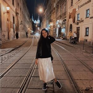 Stylish silver black long sleeve dress